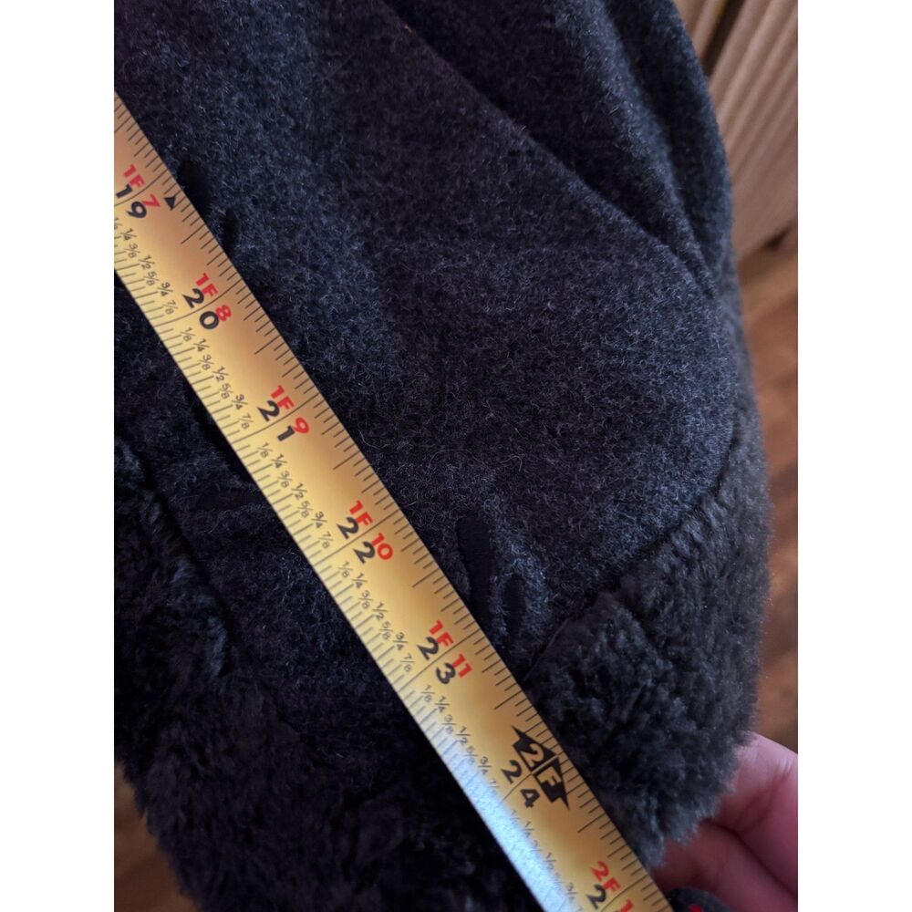 VTG Esprit Wool Coat Faux‎ Fur Trim Hooded Jacket Embroidered Dark Cottage Small - Picture 9 of 9